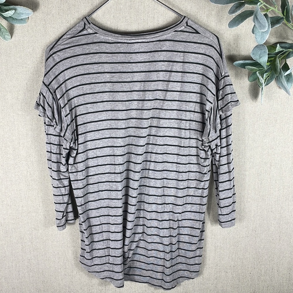 Left Coast Dolan > Striped Quarter Sleeve Top Medium - Picture 7 of 8